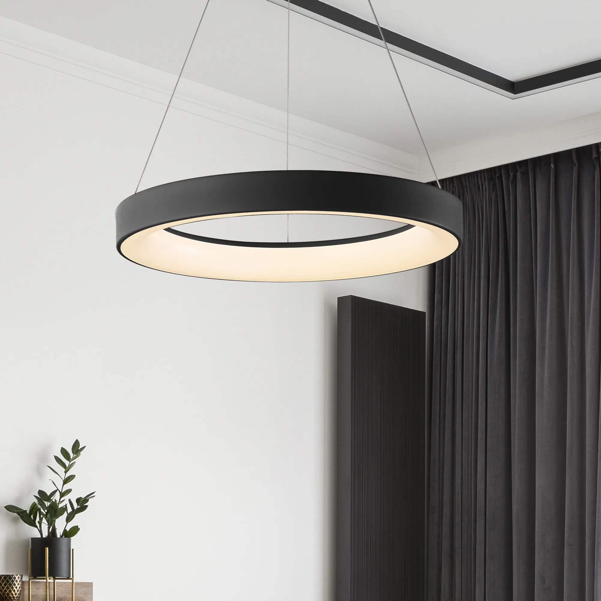 Niseko Black Ceiling Lights Mantra Fusion Ring Pendants